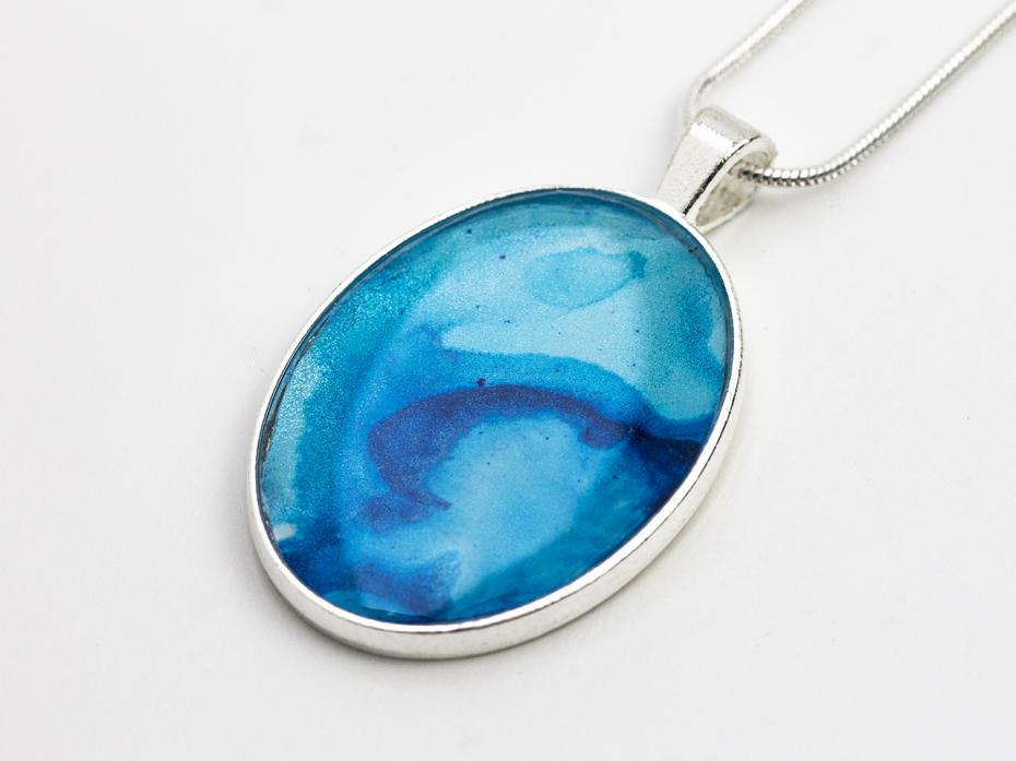 Pearlescent Blue Oval Pendant